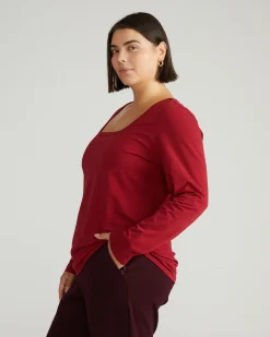 Long Sleeve Square Neck Tee Garnet