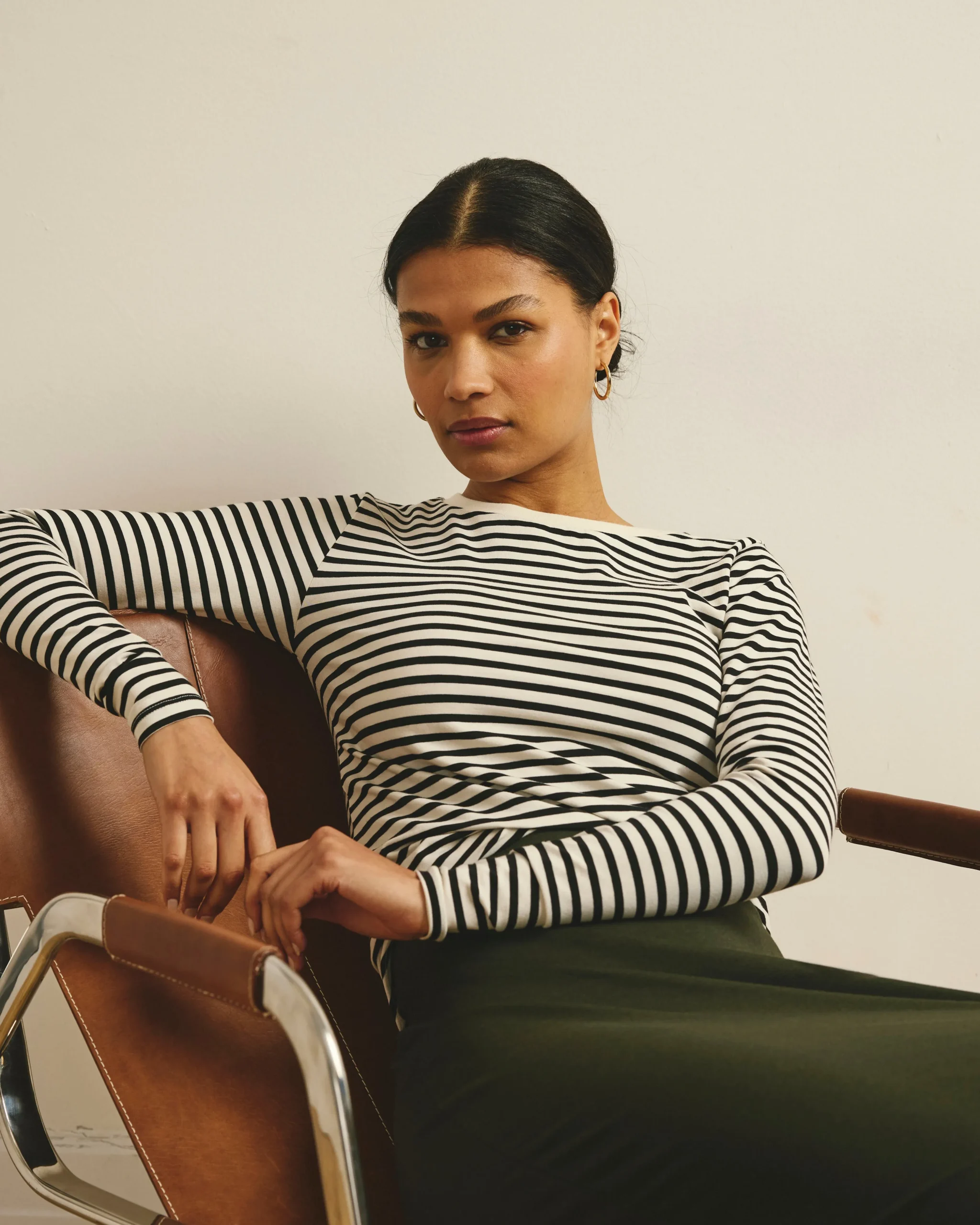 Long Sleeve Tee Rex Ecru/Black Stripe