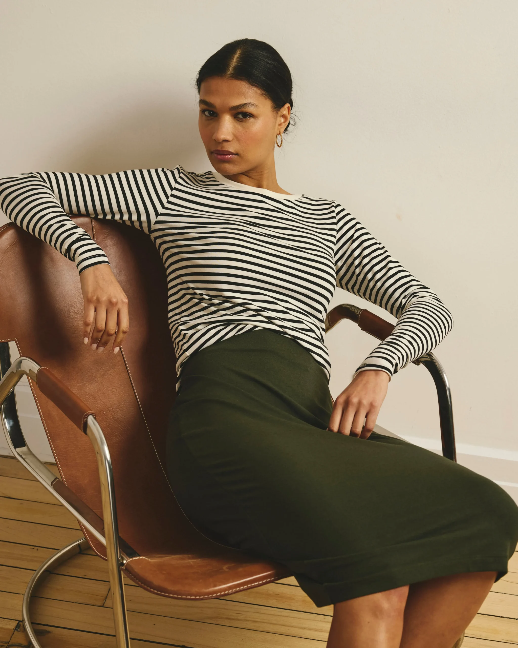 Long Sleeve Tee Rex Ecru/Black Stripe
