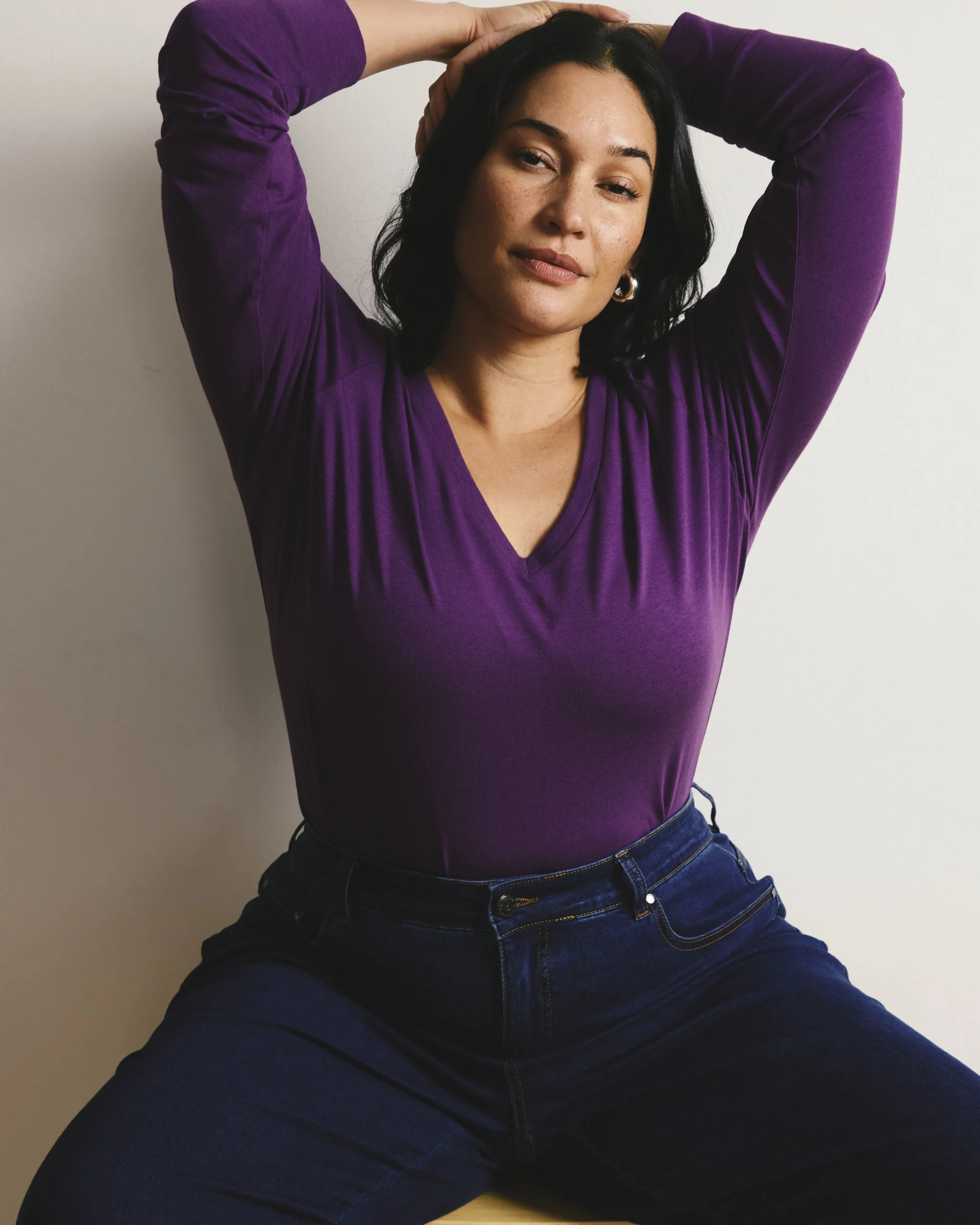 Long Sleeve V Rex Grape