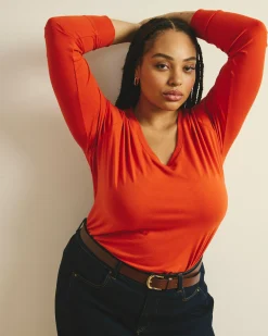 Long Sleeve V Rex Orange Flame