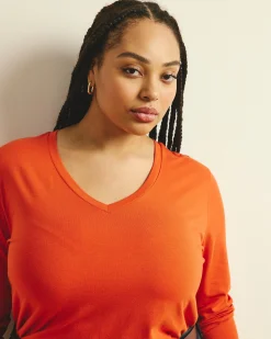 Long Sleeve V Rex Orange Flame