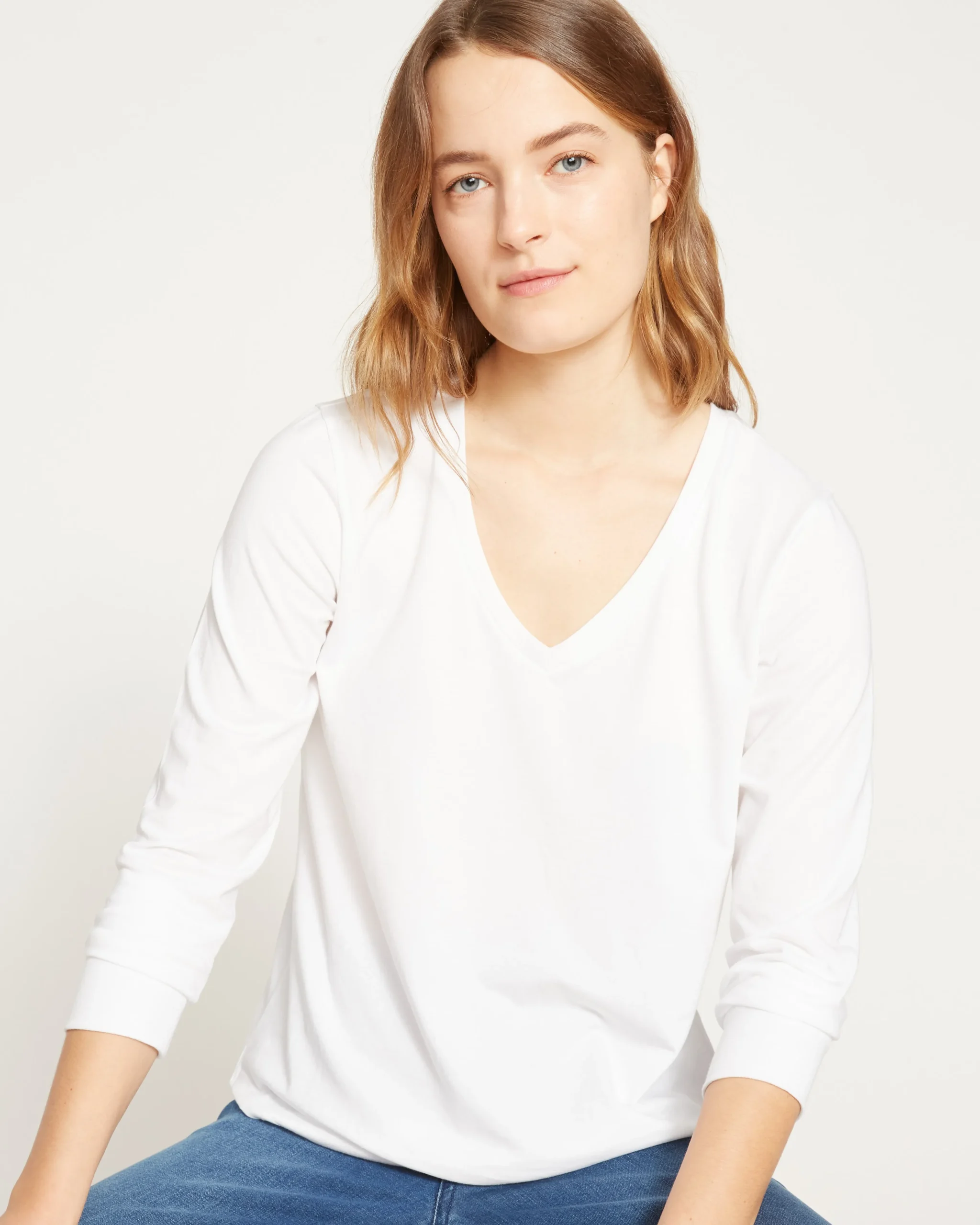 Long Sleeve V Rex White