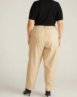 Lou Barrel Leg Linen Blend Pants Danish Coffee