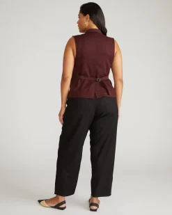 Lou Barrel Leg Linen Blend Pants Black