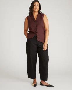 Lou Barrel Leg Linen Blend Pants Black