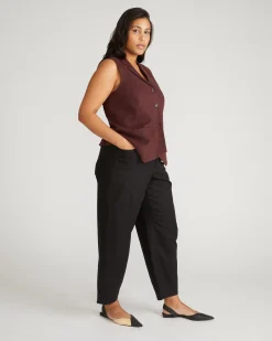 Lou Barrel Leg Linen Blend Pants Black
