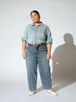 Lou High Rise Barrel Leg Jeans Rizzo Blue