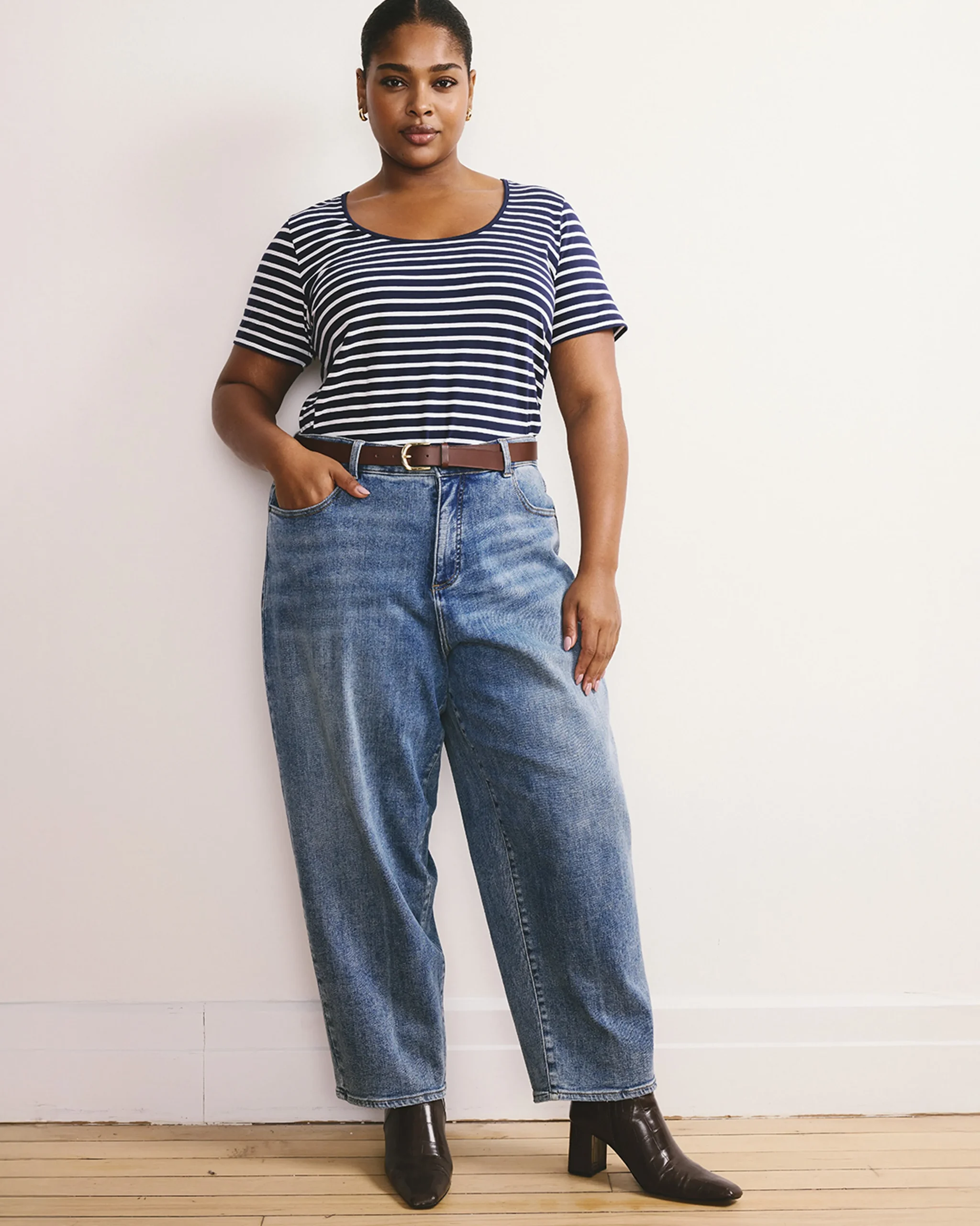 Lou High Rise Barrel Leg Jeans Rizzo Blue