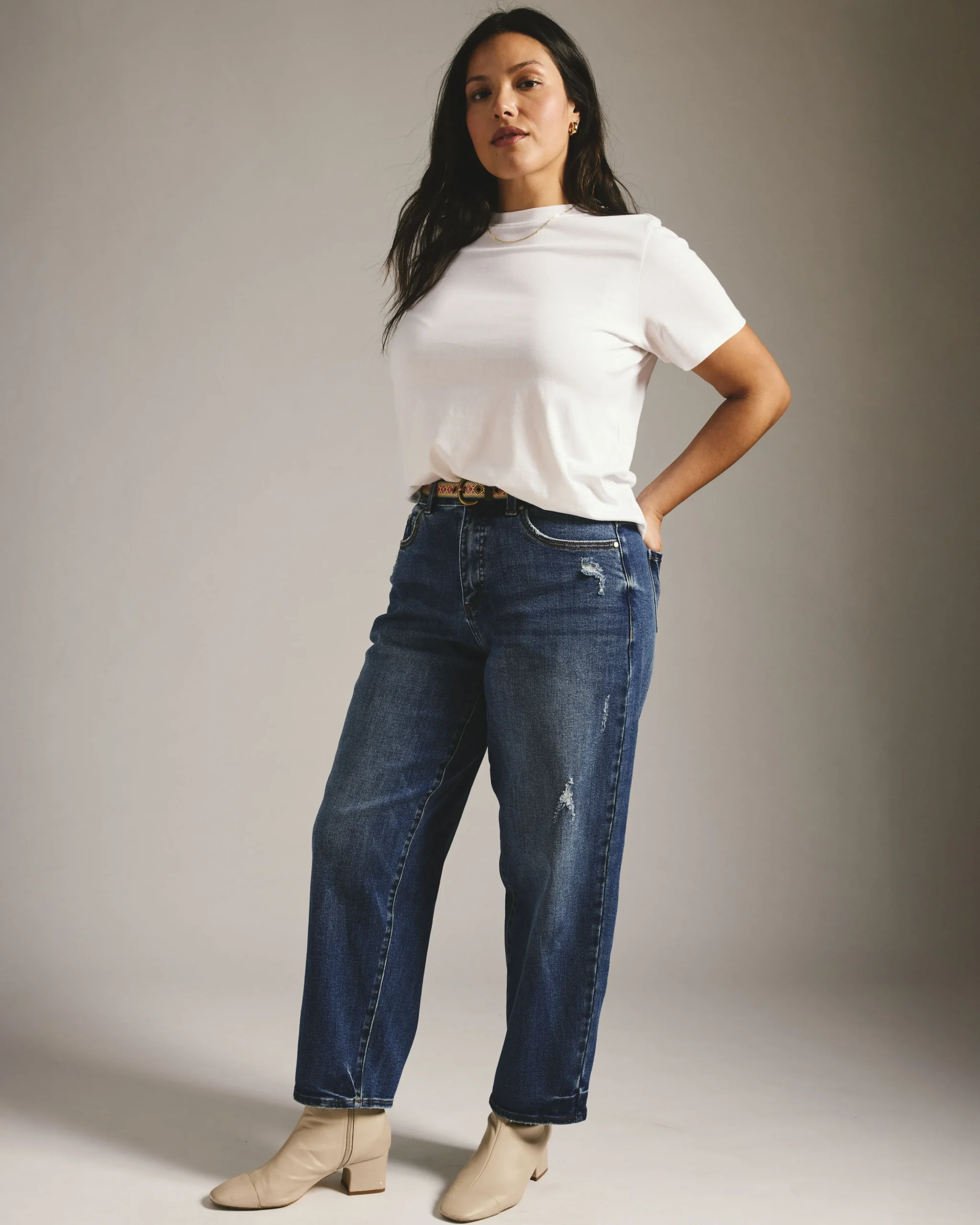 Lou High Rise Barrel Leg Jeans Princeton Blue