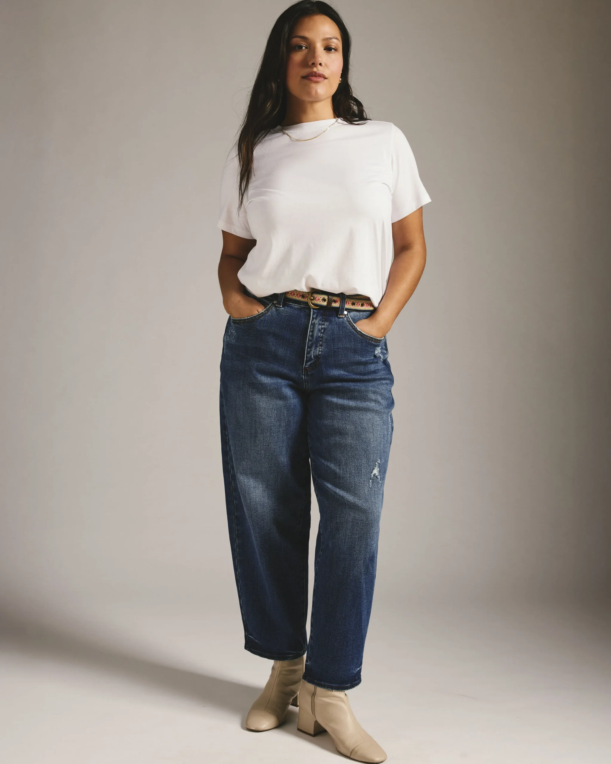 Lou High Rise Barrel Leg Jeans Princeton Blue