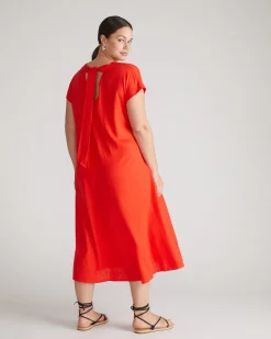 Louvre Bow Back Linen Blend Dress Shoreline Sunset