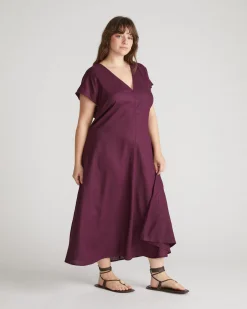 Louvre Bow Back Linen Blend Dress Acai