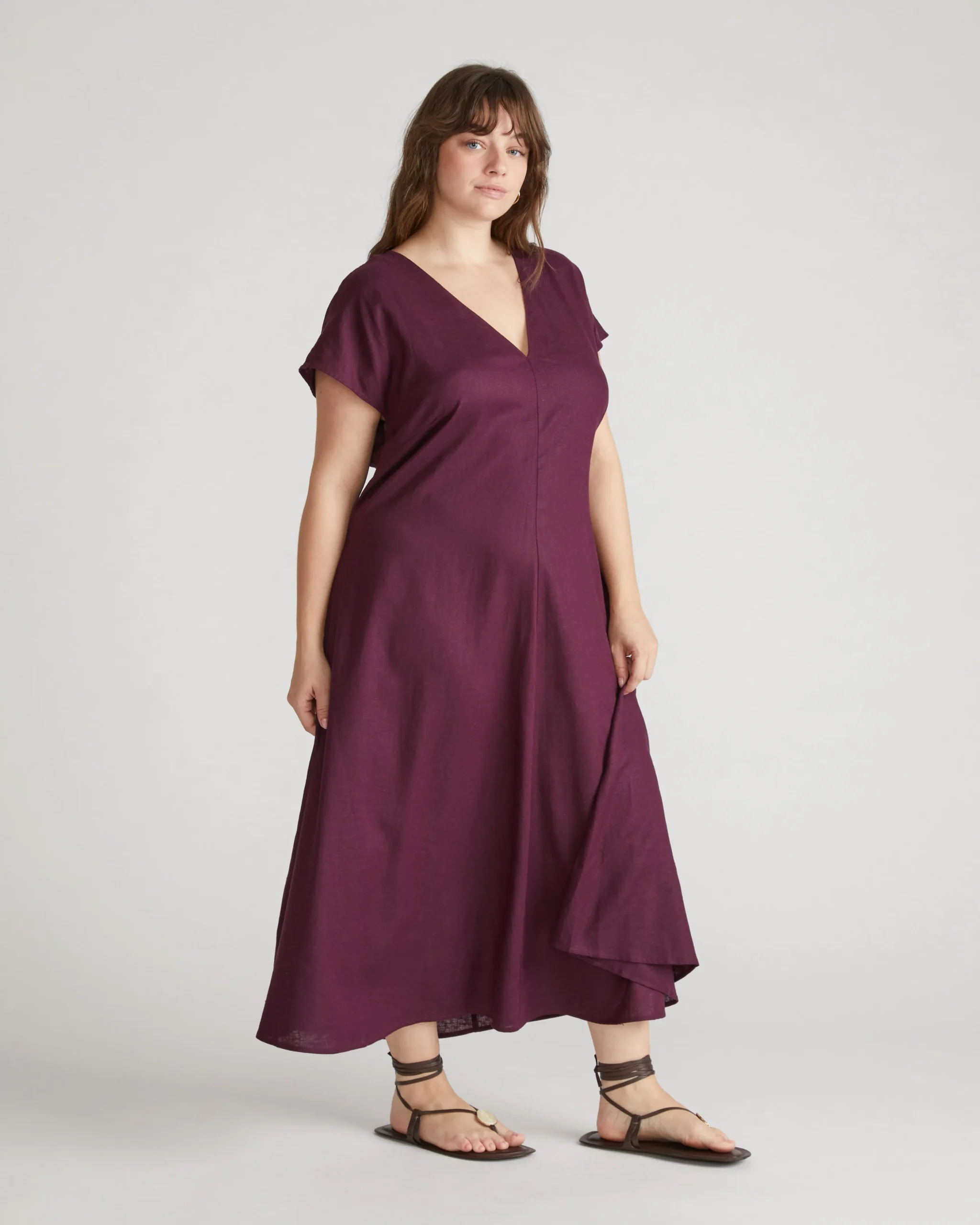 Louvre Bow Back Linen Blend Dress Acai