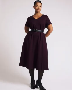 Lucinda Ponte Midi Dress Black Cherry