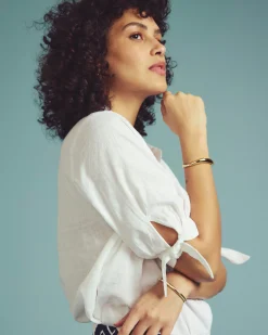 Luisa Short Sleeve Linen Blend Shirt White