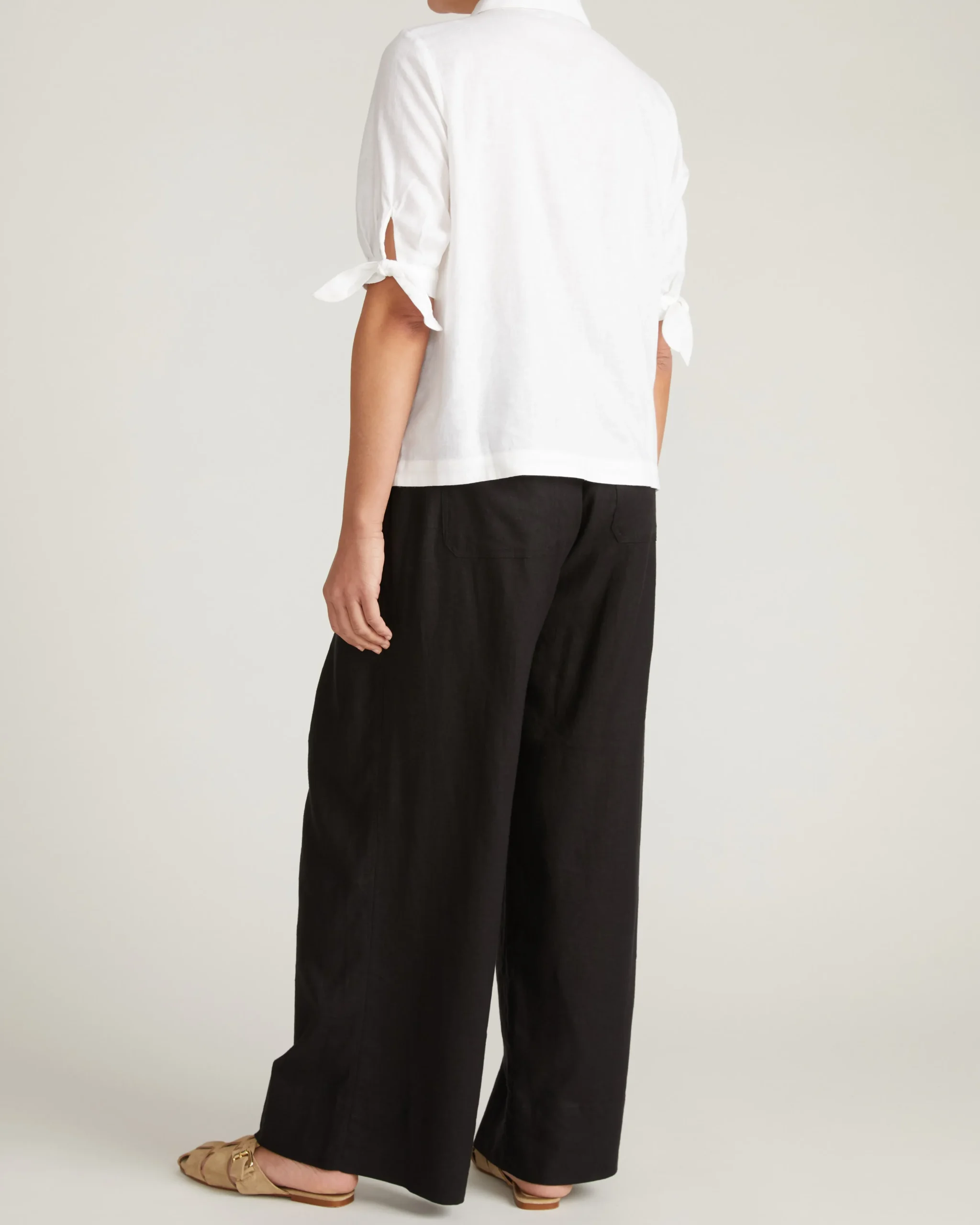 Luisa Short Sleeve Linen Blend Shirt White