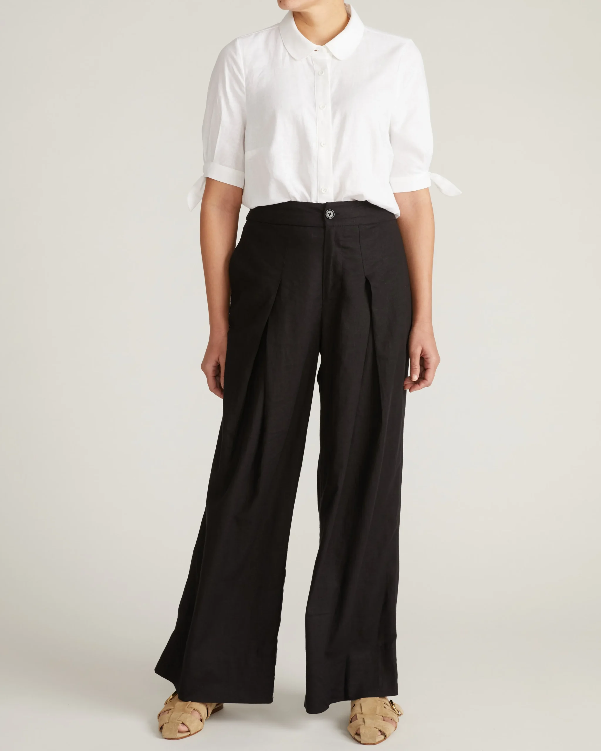 Luisa Short Sleeve Linen Blend Shirt White