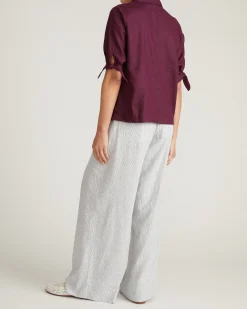 Luisa Short Sleeve Linen Blend Shirt Acai