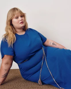 Luxe Cotton Gauze Beach Dress Ultramarine