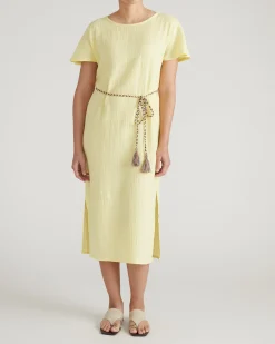 Luxe Cotton Gauze Beach Dress Pale Daffodil