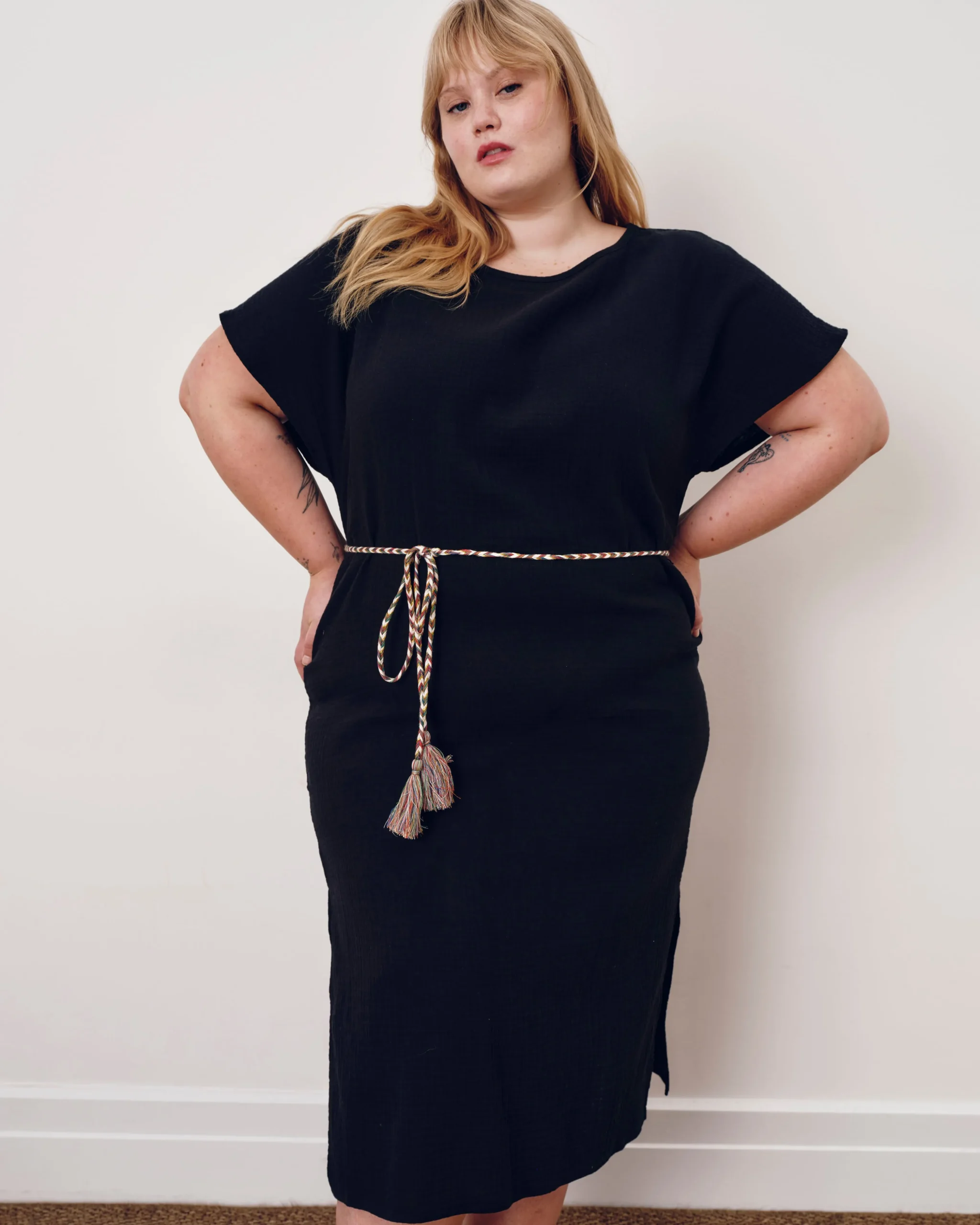 Luxe Cotton Gauze Beach Dress Black