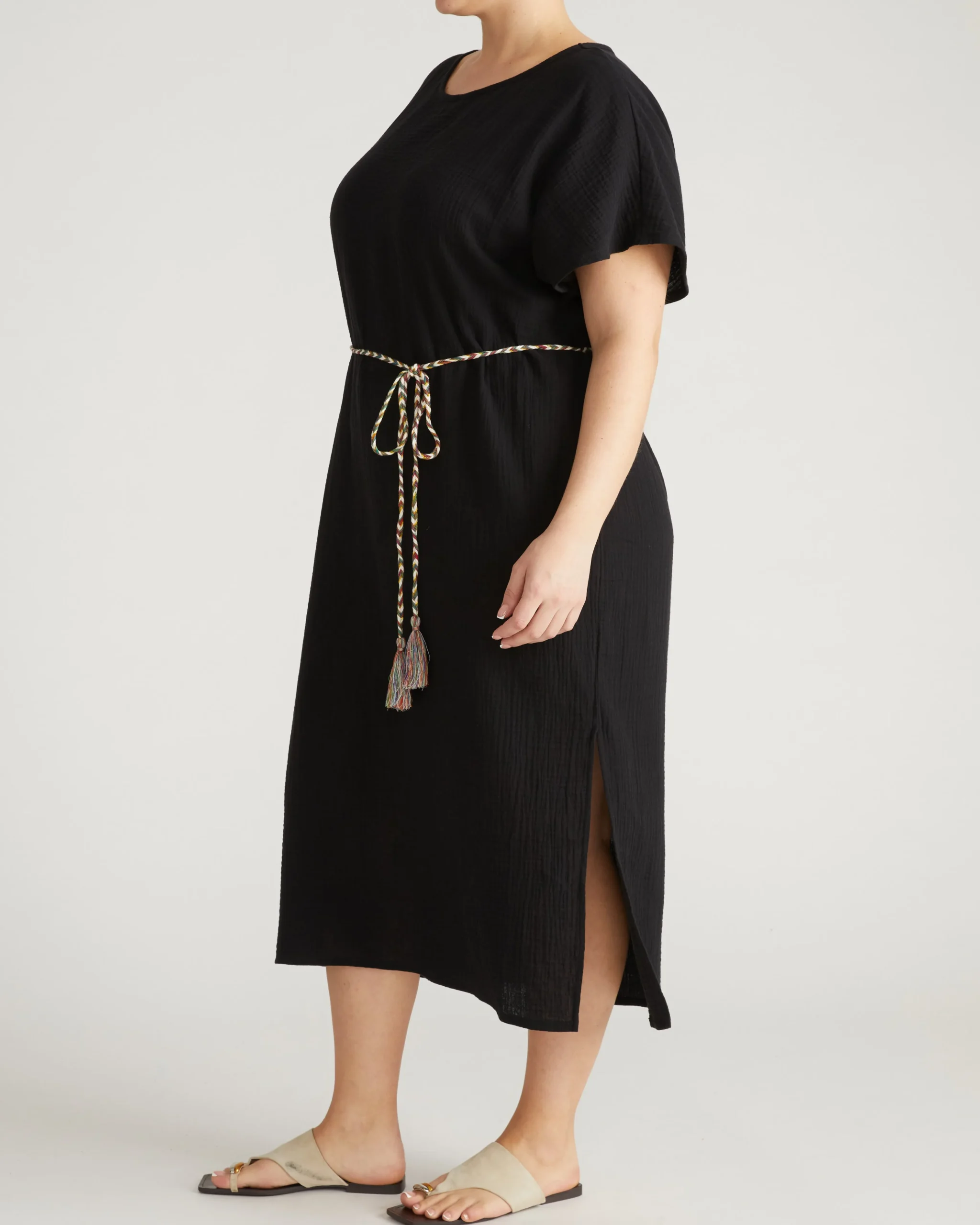 Luxe Cotton Gauze Beach Dress Black