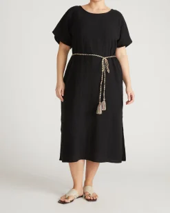 Luxe Cotton Gauze Beach Dress Black