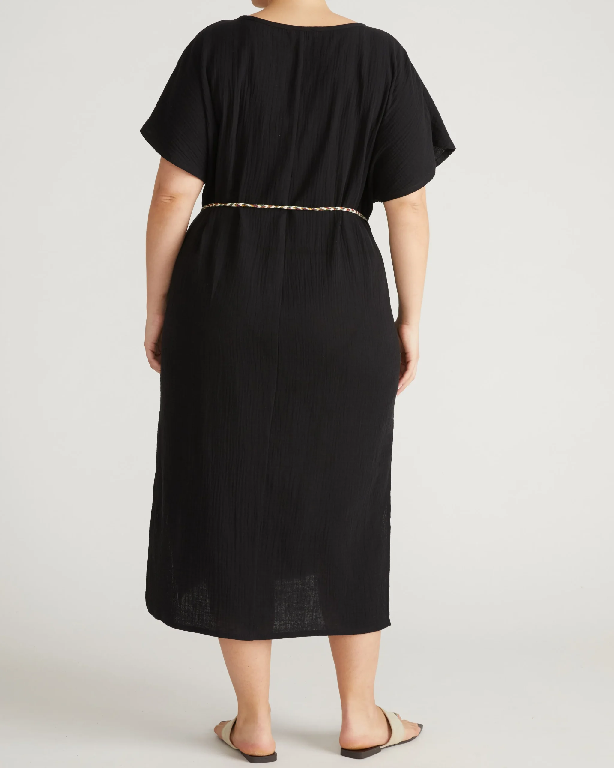 Luxe Cotton Gauze Beach Dress Black