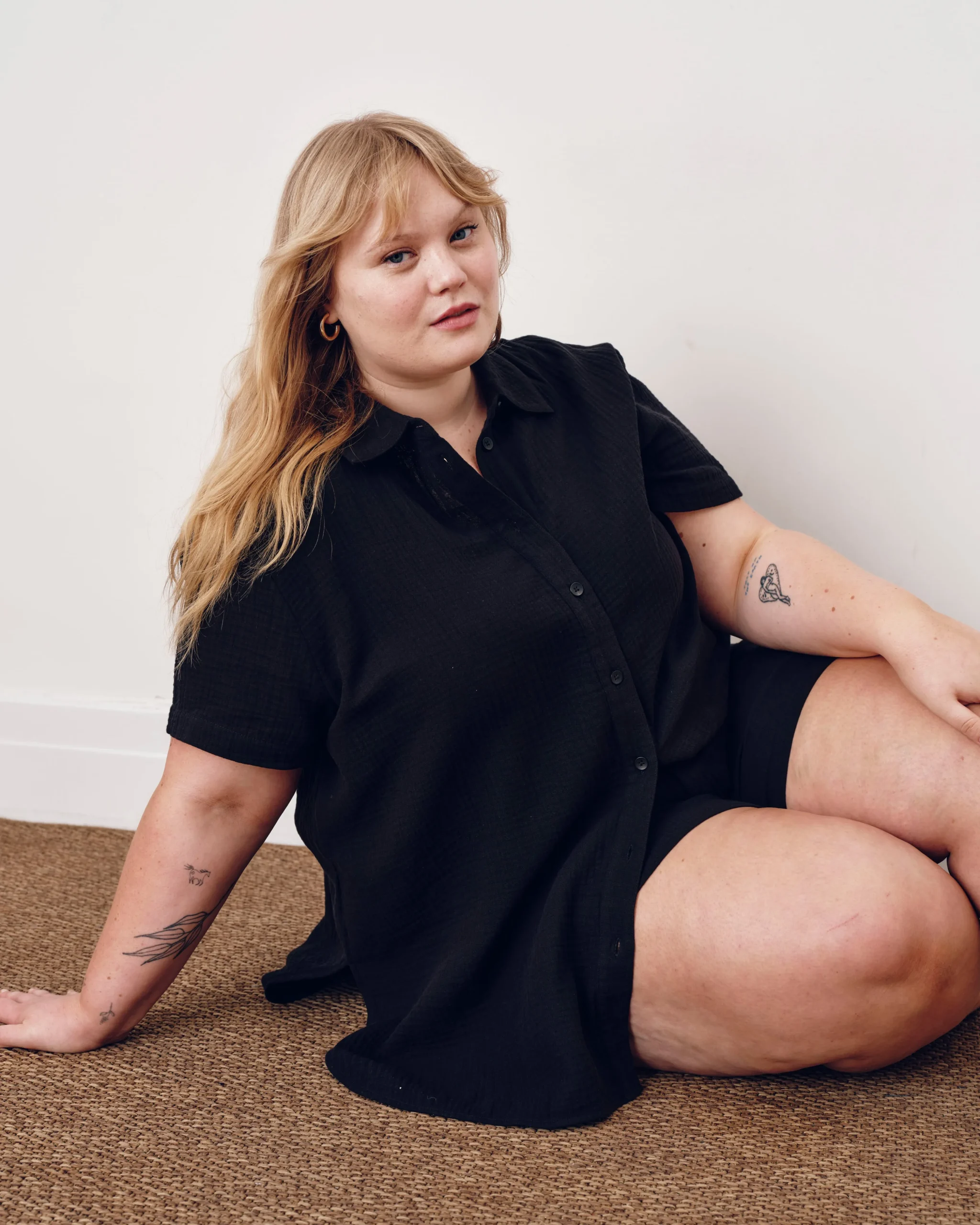 Luxe Cotton Gauze Beach Shirt Black