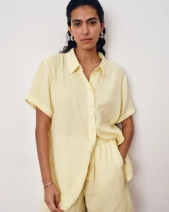 Luxe Cotton Gauze Beach Shirt Pale Daffodil