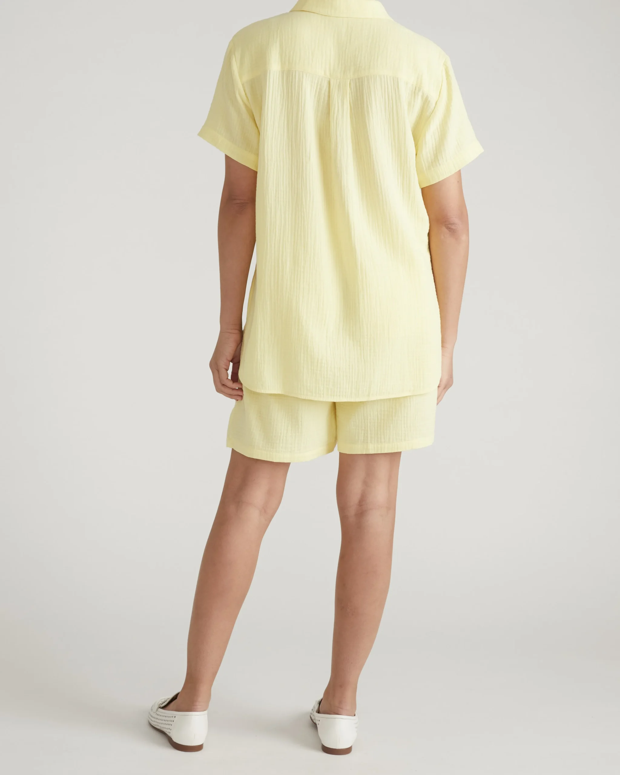 Luxe Cotton Gauze Beach Shirt Pale Daffodil