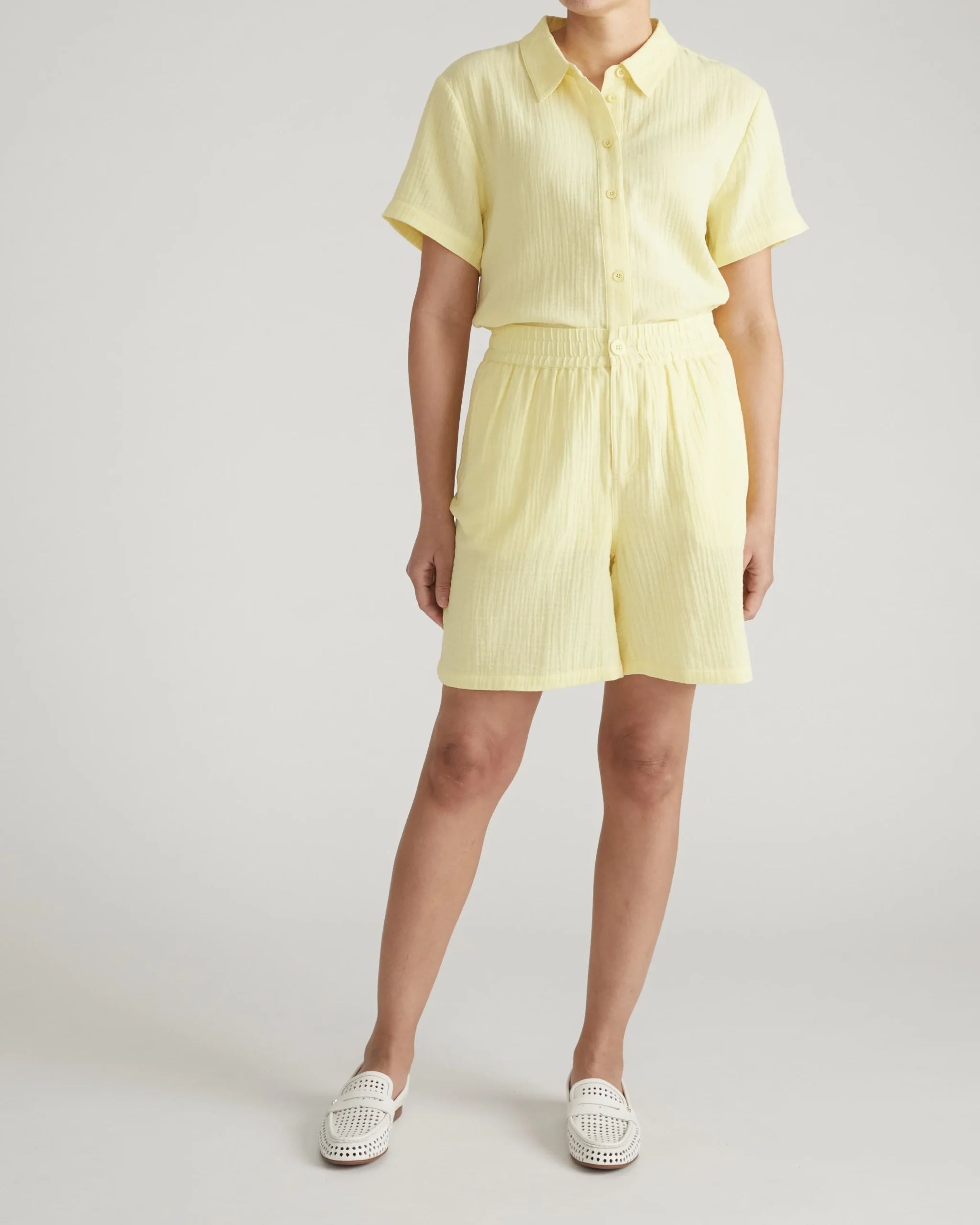 Luxe Cotton Gauze Beach Shirt Pale Daffodil