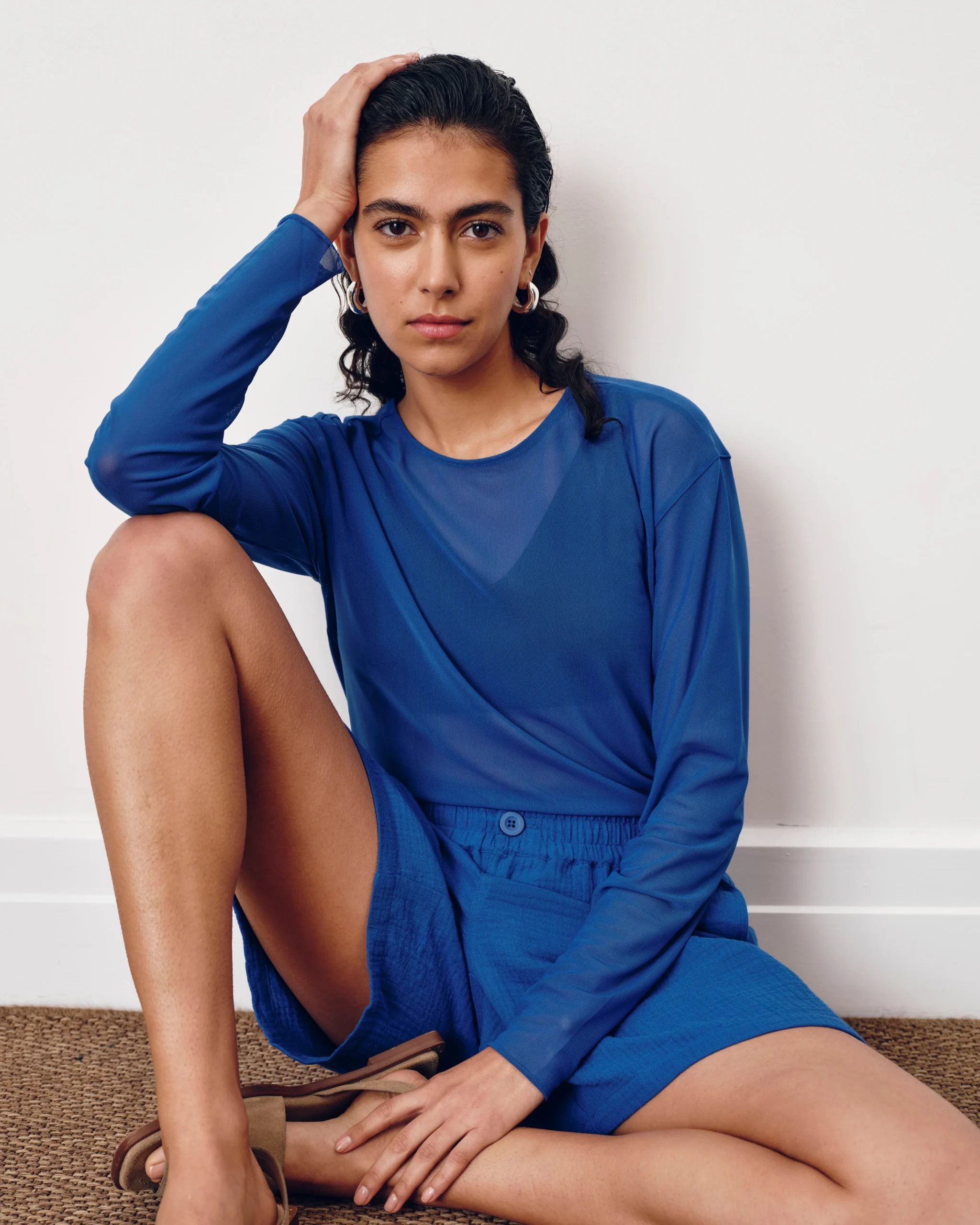 Luxe Cotton Gauze Beach Short Ultramarine