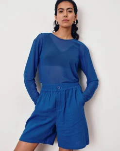 Luxe Cotton Gauze Beach Short Ultramarine