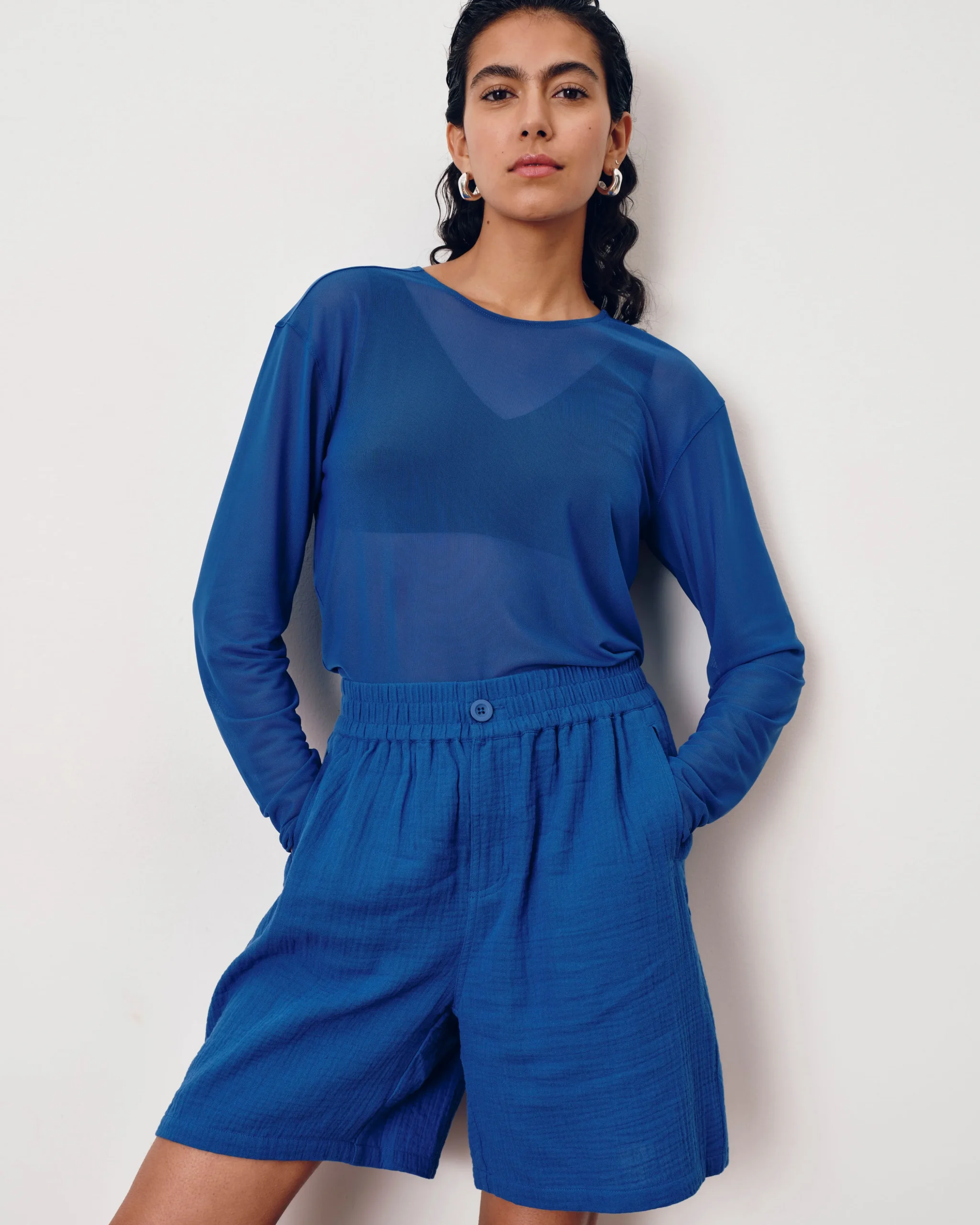Luxe Cotton Gauze Beach Short Ultramarine