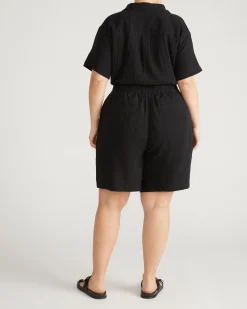 Luxe Cotton Gauze Beach Short Black