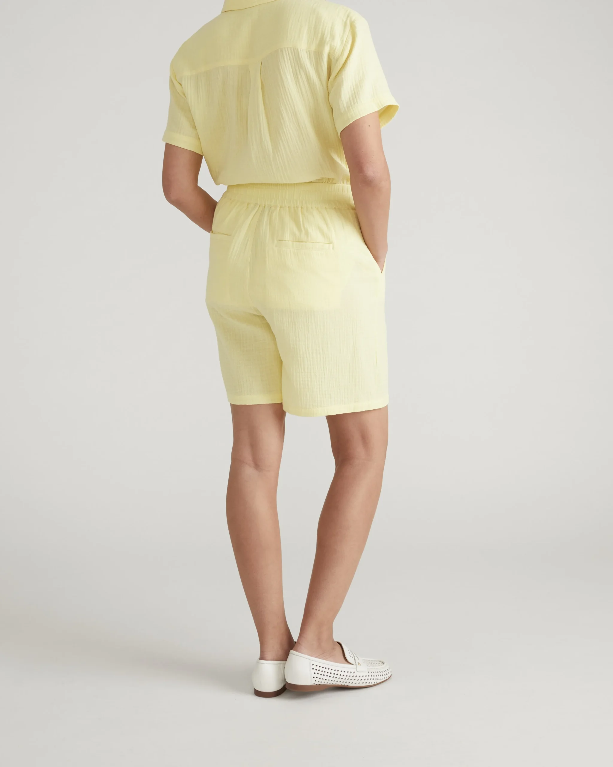 Luxe Cotton Gauze Beach Short Pale Daffodil