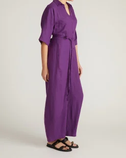 Maggie Barrel Leg Linen Blend Jumpsuit Dreamy Purple