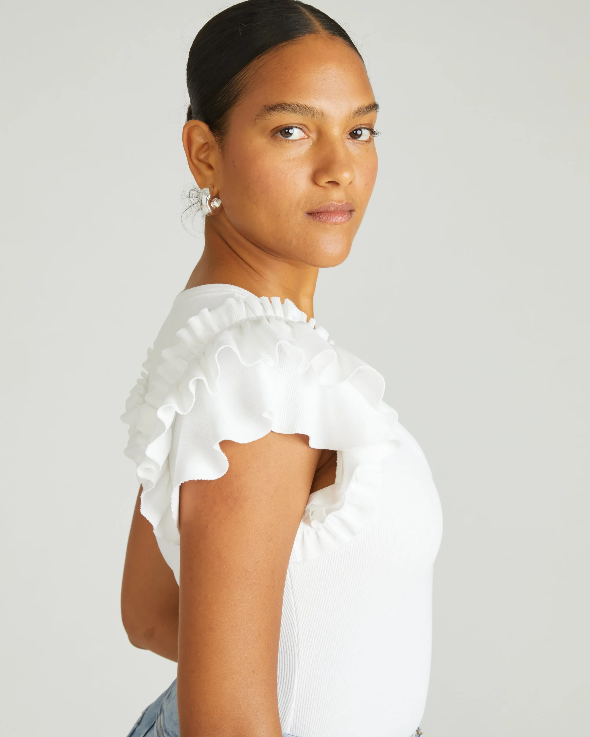 Magnolia Ribbed Top White