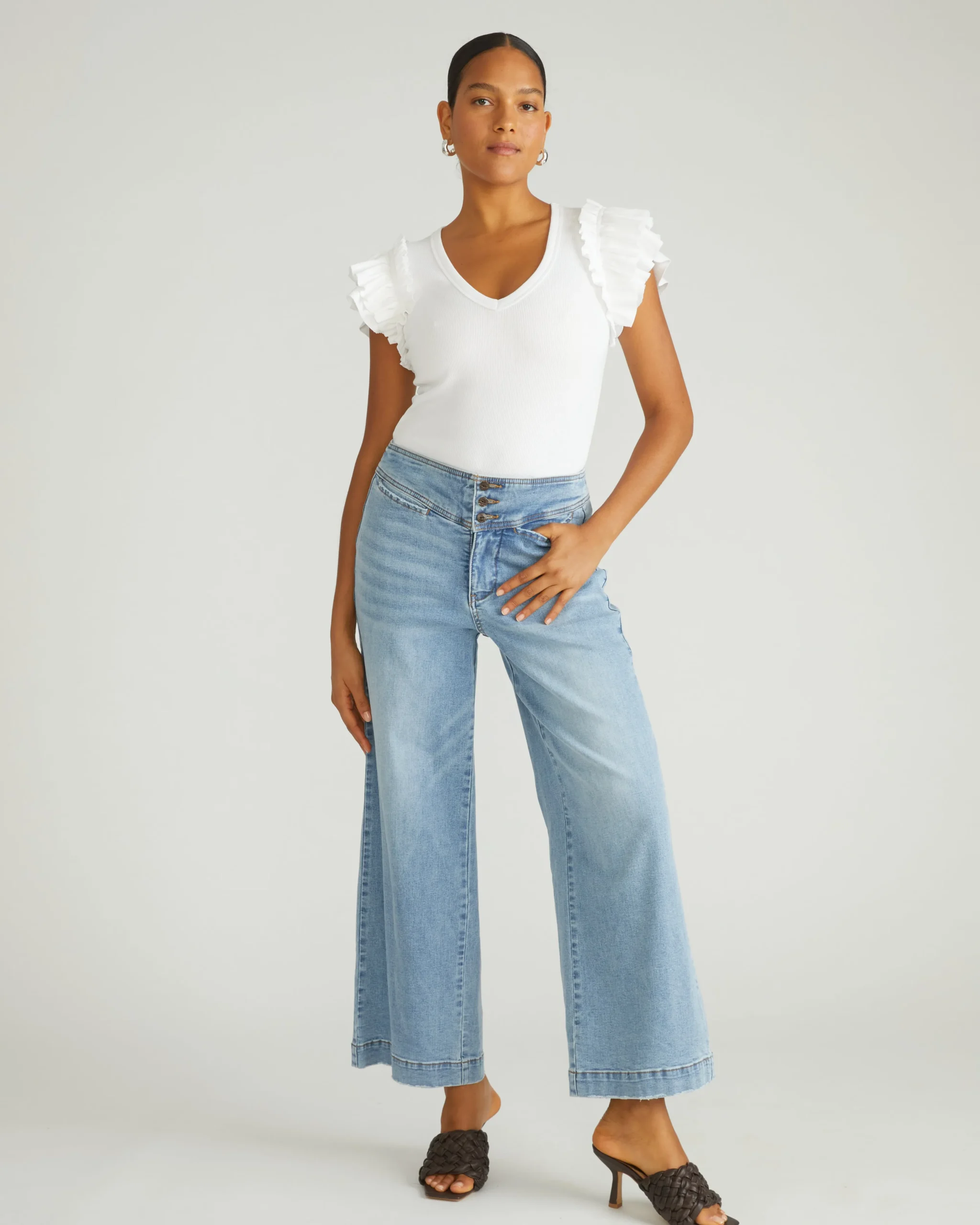 Magnolia Ribbed Top White