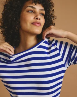 Maia Stovepipe Sleeve Tee Hammersmith Blue/White Stripe