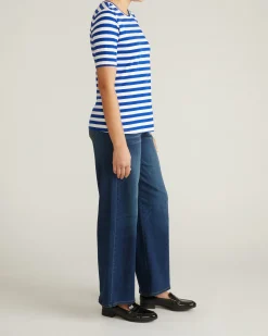 Maia Stovepipe Sleeve Tee Hammersmith Blue/White Stripe