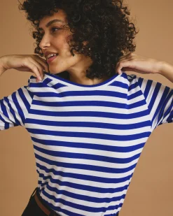 Maia Stovepipe Sleeve Tee Hammersmith Blue/White Stripe