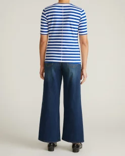 Maia Stovepipe Sleeve Tee Hammersmith Blue/White Stripe