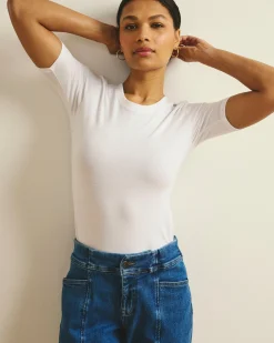 Maia Stovepipe Sleeve Tee White
