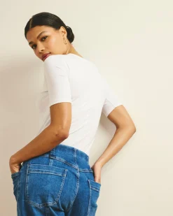Maia Stovepipe Sleeve Tee White