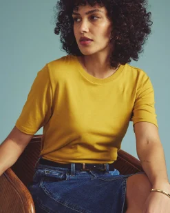 Maia Stovepipe Sleeve Tee Yellow Ochre