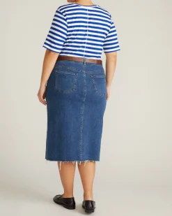 Maia Stovepipe Sleeve V Neck Tee Hammersmith Blue/White Stripe