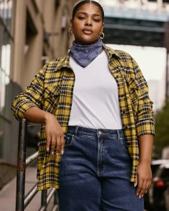 Maine Stretch Flannel Shirt Chamomile Yellow Plaid